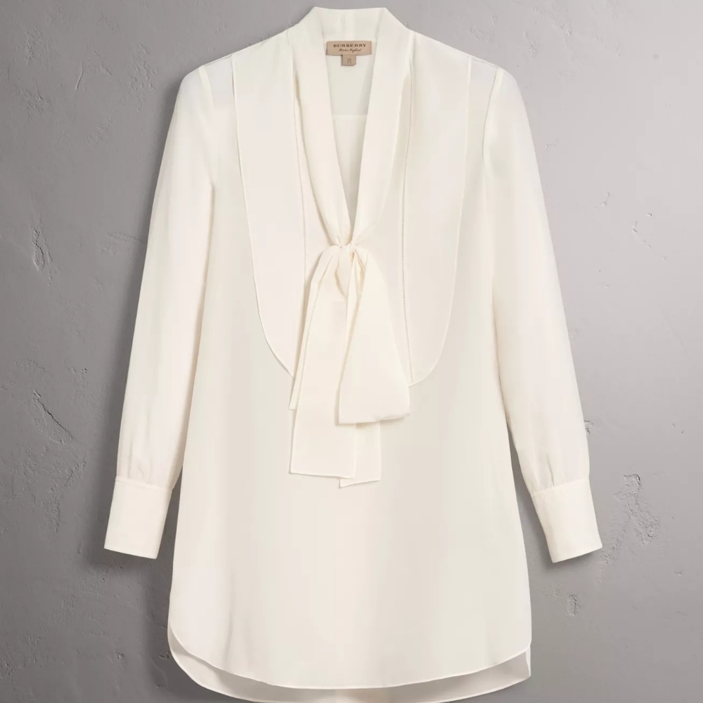 Burberry Tie Neck Silk Blouse